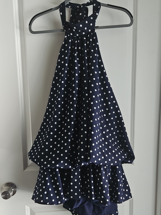 SHEIN Dresses & Skirts - SHEIN Navy Blue and White Polka Dot High-Low Romper